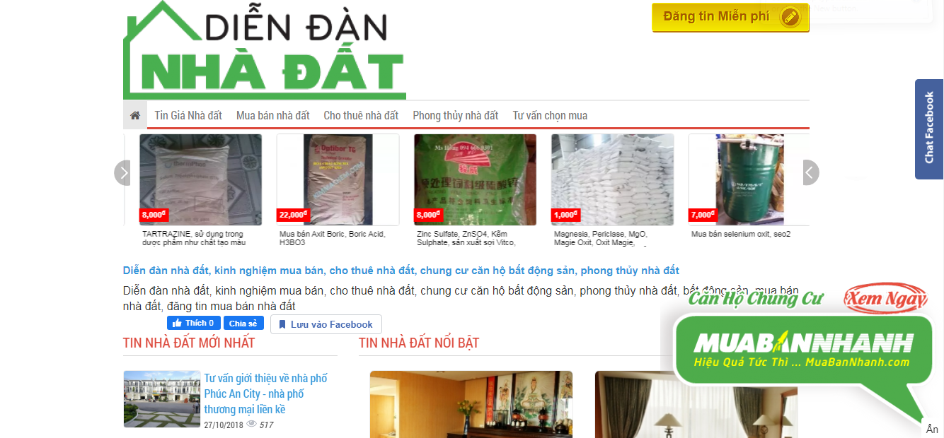 Giao diện diễn đàn môi giới nhà đất