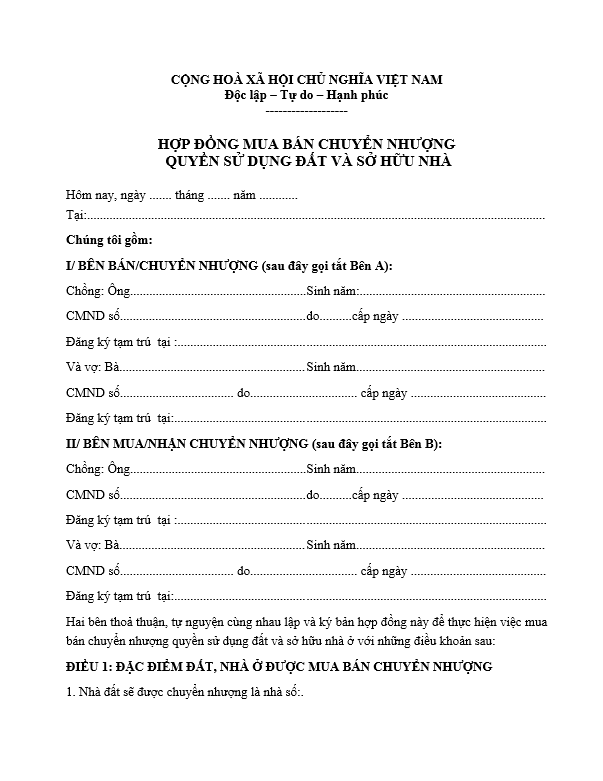 Hợp đồng mua bán đất tái định cư phải rõ ràng