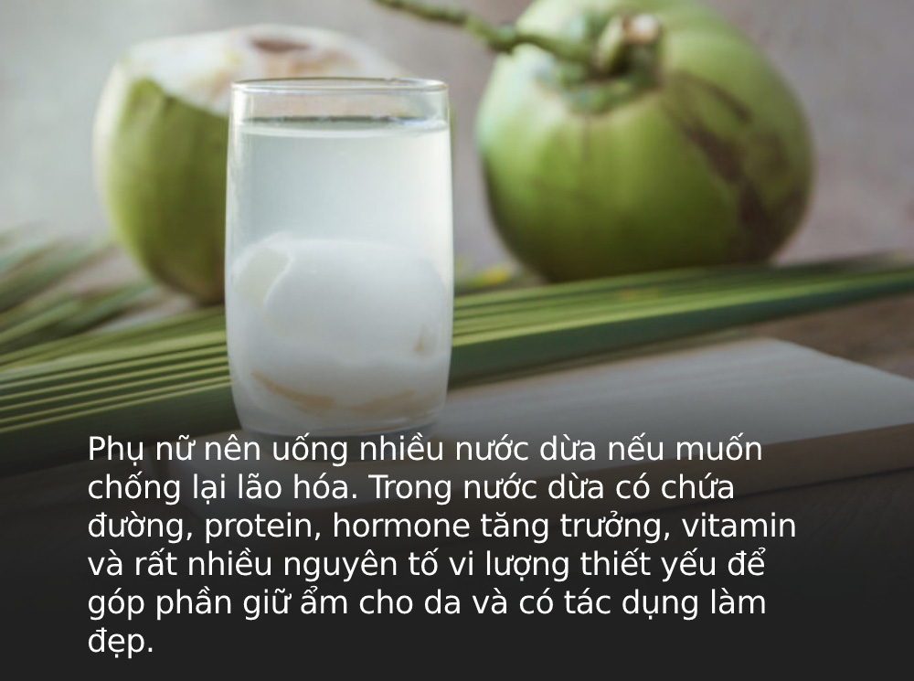Uống nước dừa giúp làm mát gan và đem lại làn da sạch mụn, sáng mịn hơn