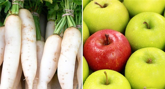 Củ cải kỵ không nên kết hợp cùng với táo 