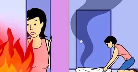 Cần phải cẩn thận kiểm tra xem có đám lửa xuất hiện ở cửa bạn định thoát hiểm không