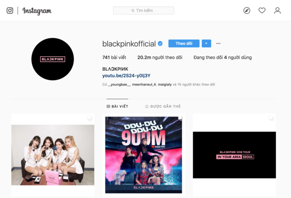 Tên instagram của Blackpink đại diện cho nhóm nhạc sở hữu vẻ ngoài xinh đẹp nhưng vô cùng tài năng