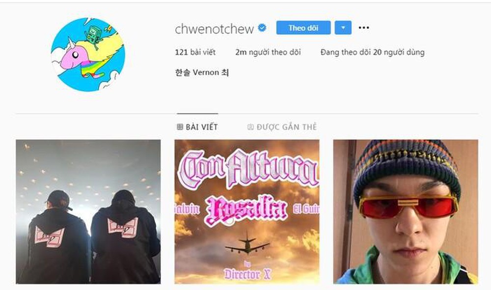 Tên instagram của Vernon mang ý nghĩa “Họ của mình là Chwe chứ không phải là Chew”