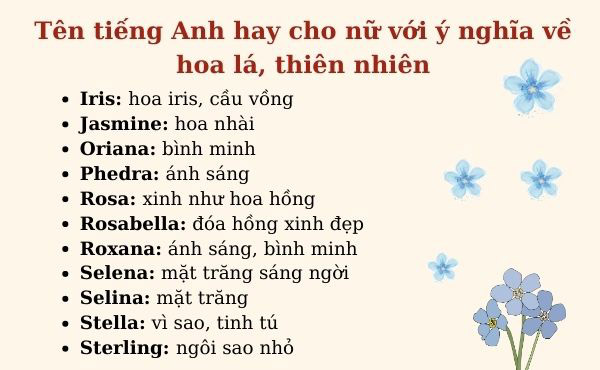Đặt tên tiếng Anh cho nữ gắn với hình ảnh thiên nhiên