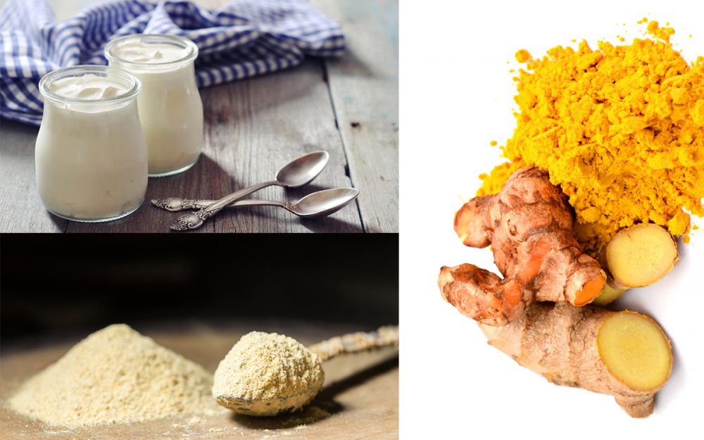 Mặt nạ sữa tươi, bột nghệ và bột cám gạo